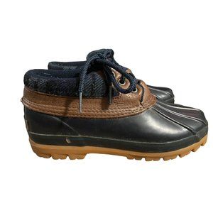 Woodstock Size 6 Women's Navy Blue & Brown Duck Boots #S-4-2